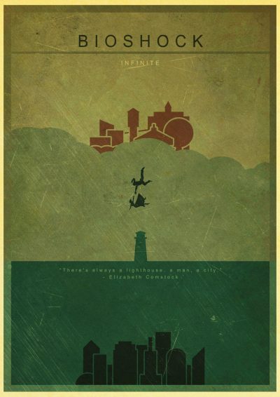 Shooting Game Bioshock Infinite Retro Kraft Painting Poster