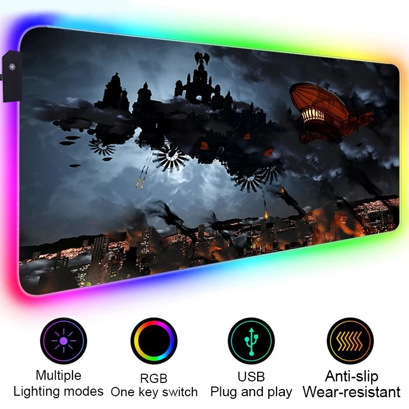 RGB LED Bioshock Mouse Pad Gamer Accessories Mausepad Pc Gaming Rug Desk Mat Varmilo Mice Keyboards 10 - Bioshock Merch