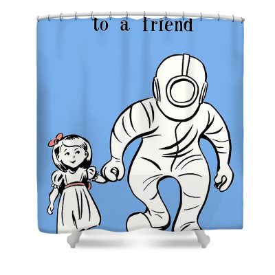 BioShock Always Stay Close to a Friend Black Shower Curtain